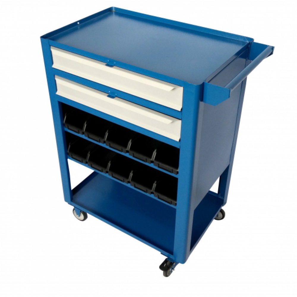 Carrinho para ferramentas aberto com 2 gavetas 2 prateleiras 