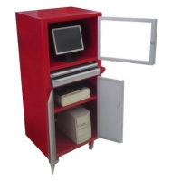 Rack para computador fechado com visor acrílico 2 gavetas 2 portas