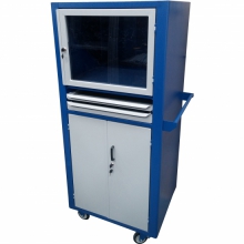 Rack para computador fechado com visor acrílico 2 gavetas 2 portas