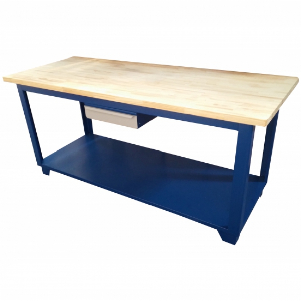 Bancada aberta 1 gaveta, tampo madeira pinus 36mm, fundo em chapa