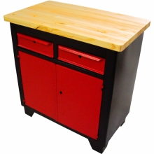 Bancada fechada 2 gavetas, 2 portas, prateleira interna, tampo madeira pinus