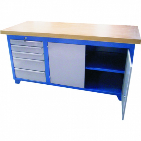 Bancada fechada 5 gavetas, 2 portas