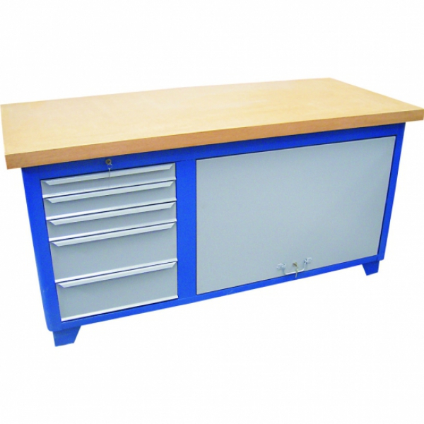 Bancada fechada 5 gavetas, 1 porta retrátil