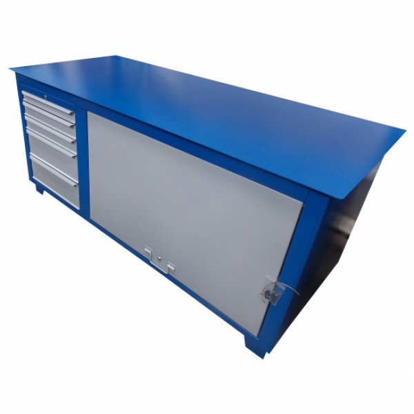 Bancada fechada 5 gavetas, porta retrátil