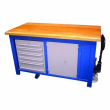 Bancada fechada 5 gavetas, 2 portas laterais