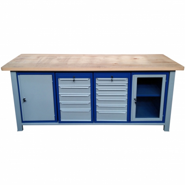 Bancada Inteligente 13 gavetas, 1 porta aço e 1 porta de acrílico