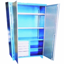 Armário para ferramentas 2 pratelerias móveis - 1 prateleira fixa - 5 gavetas - porta de aço