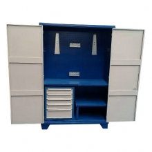 Armário para ferramentas 2 prateleiras fixas - 5 gavetas - porta de aço