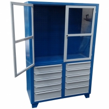 Armário para ferramentas 10 gavetas portas c/ visor acrílico