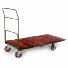 Carrinho plataforma tampo madeira - puxador em tubo 