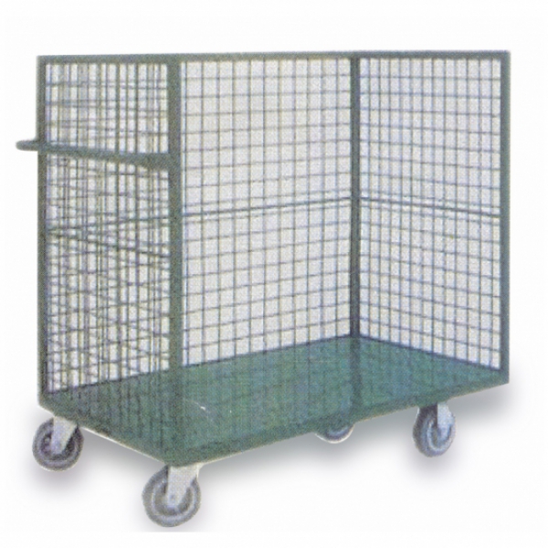Carrinho plataforma telado - frente aberta - puxador lateral - tampo em aço