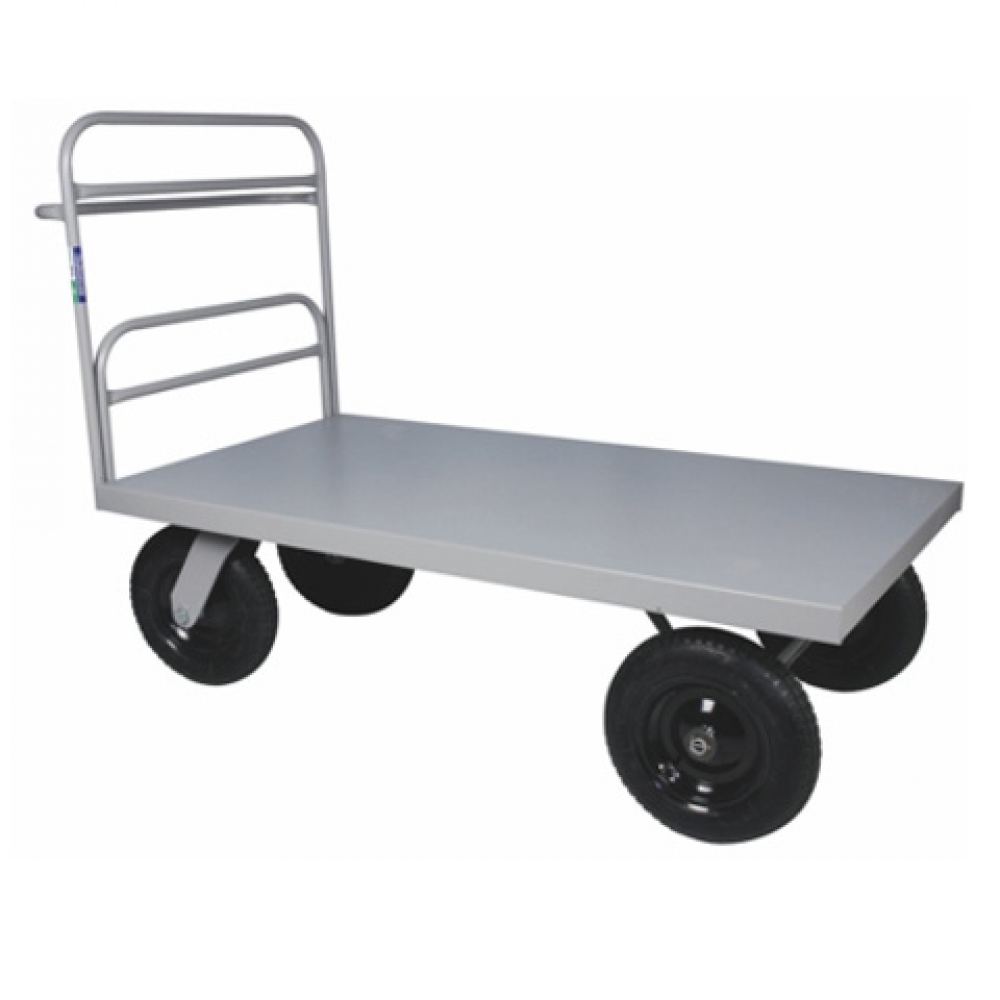 Carrinho plataforma de aço c/ puxador tubolar - eixo reforçado 