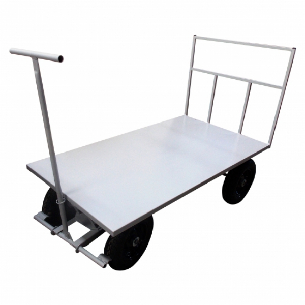 Carrinho plataforma c/ guia tubolar e 5ª roda - eixo reforçado