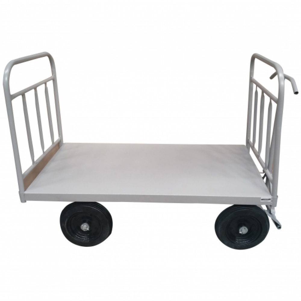 Carrinho plataforma c/ puxador tubolar 2 lados - sistema direção 5ª roda 