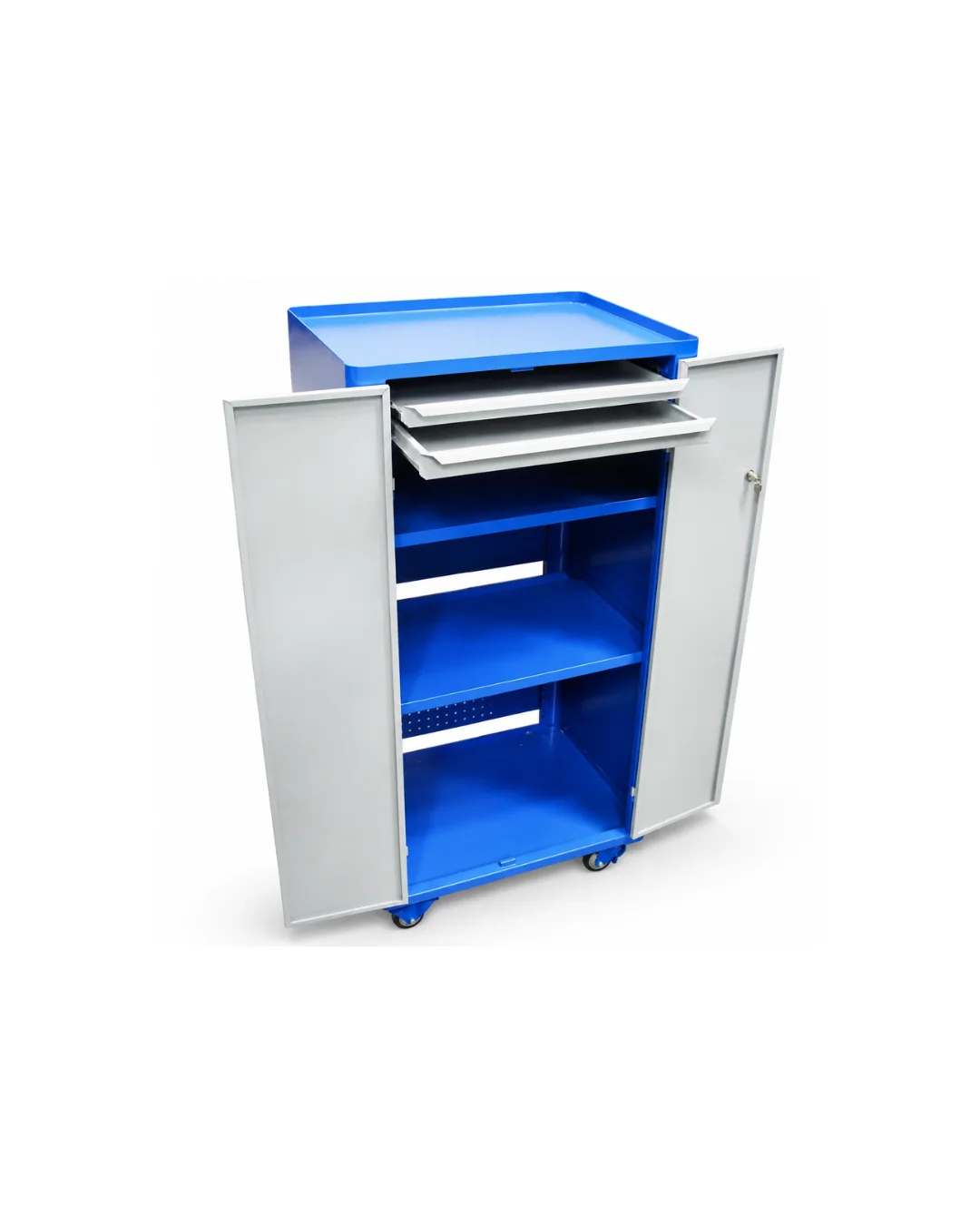 Rack para computador fechado 2 gavetas, 2 portas, 1 prateleira — Bezafer